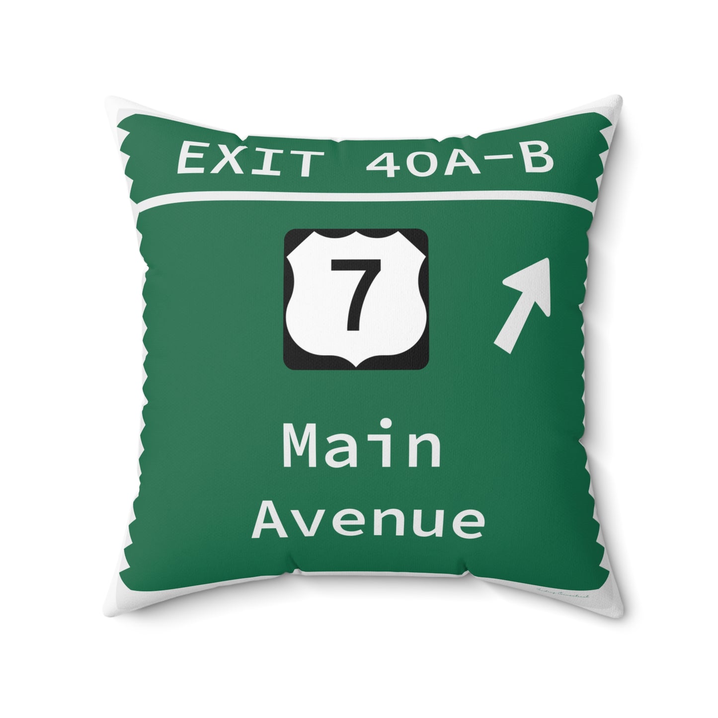 Vintage Merritt Parkway Exit 40 A-B Sign Spun Polyester Square Pillow