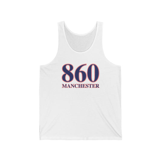 860 Manchester Red White & Blue Unisex Jersey Tank Top
