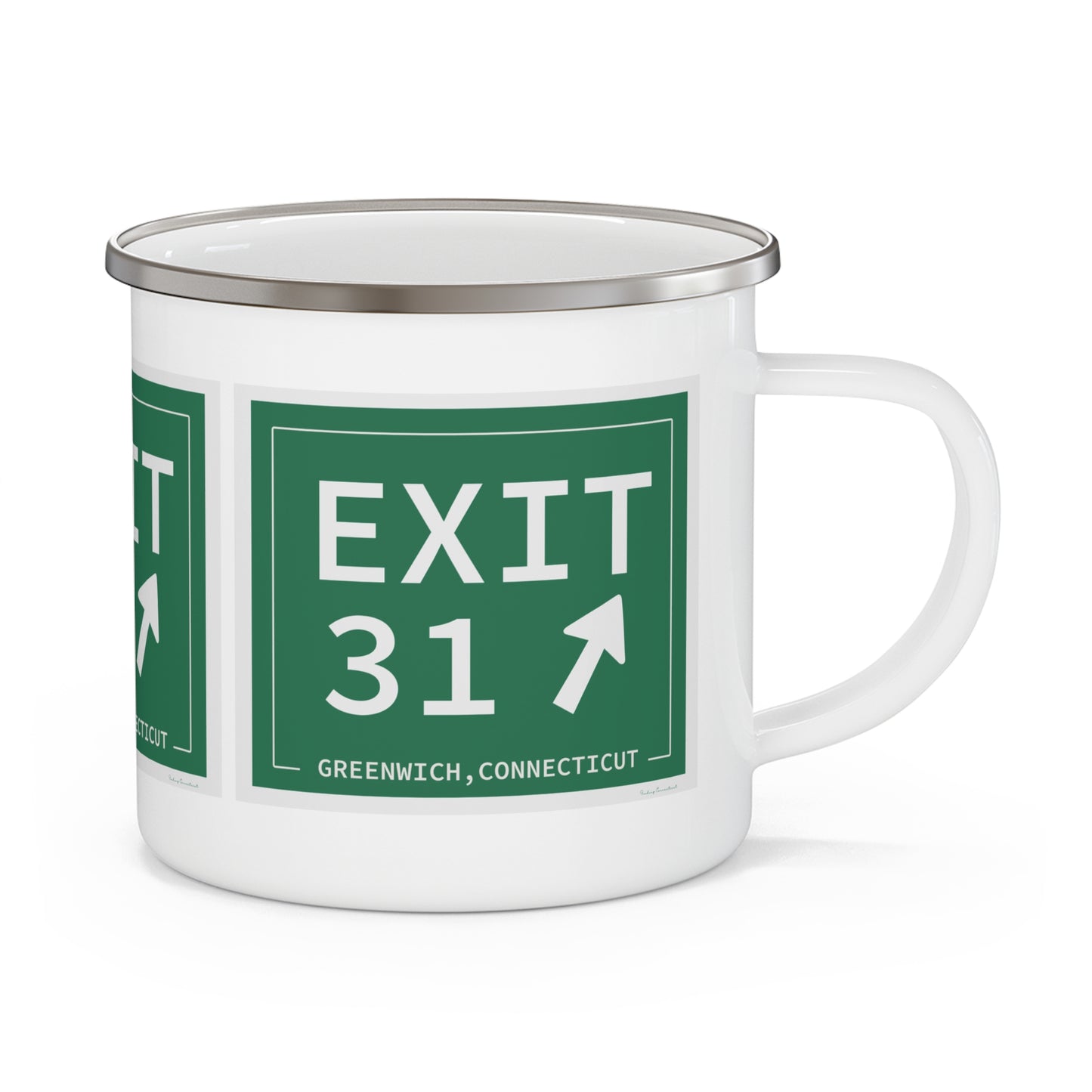 Vintage Exit 31 Merritt Parkway Sign Enamel Camping Mug