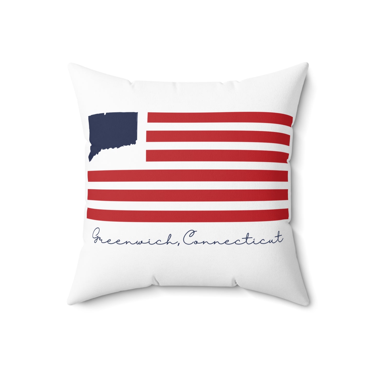 Greenwich Connecticut Flag Spun Polyester Square Pillow
