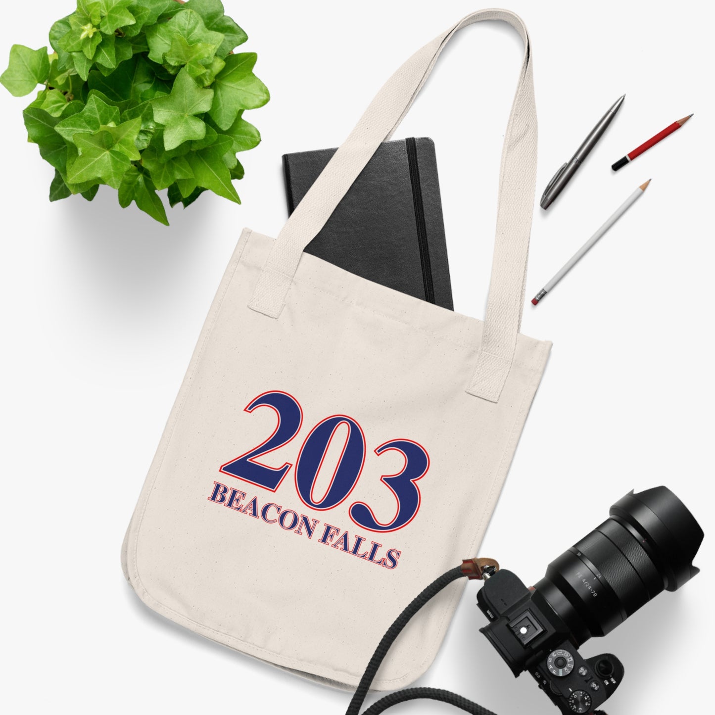 203 Beacon Falls Red White & Blue Organic Canvas Tote Bag