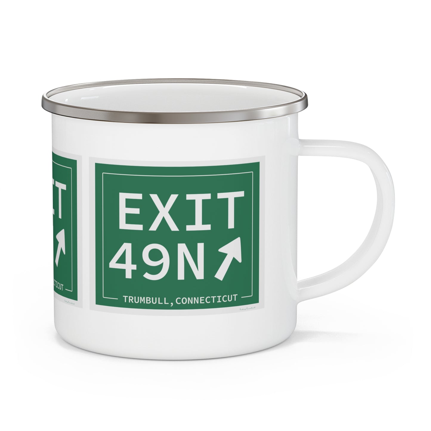 Vintage Exit 49N Merritt Parkway Sign Enamel Camping Mug