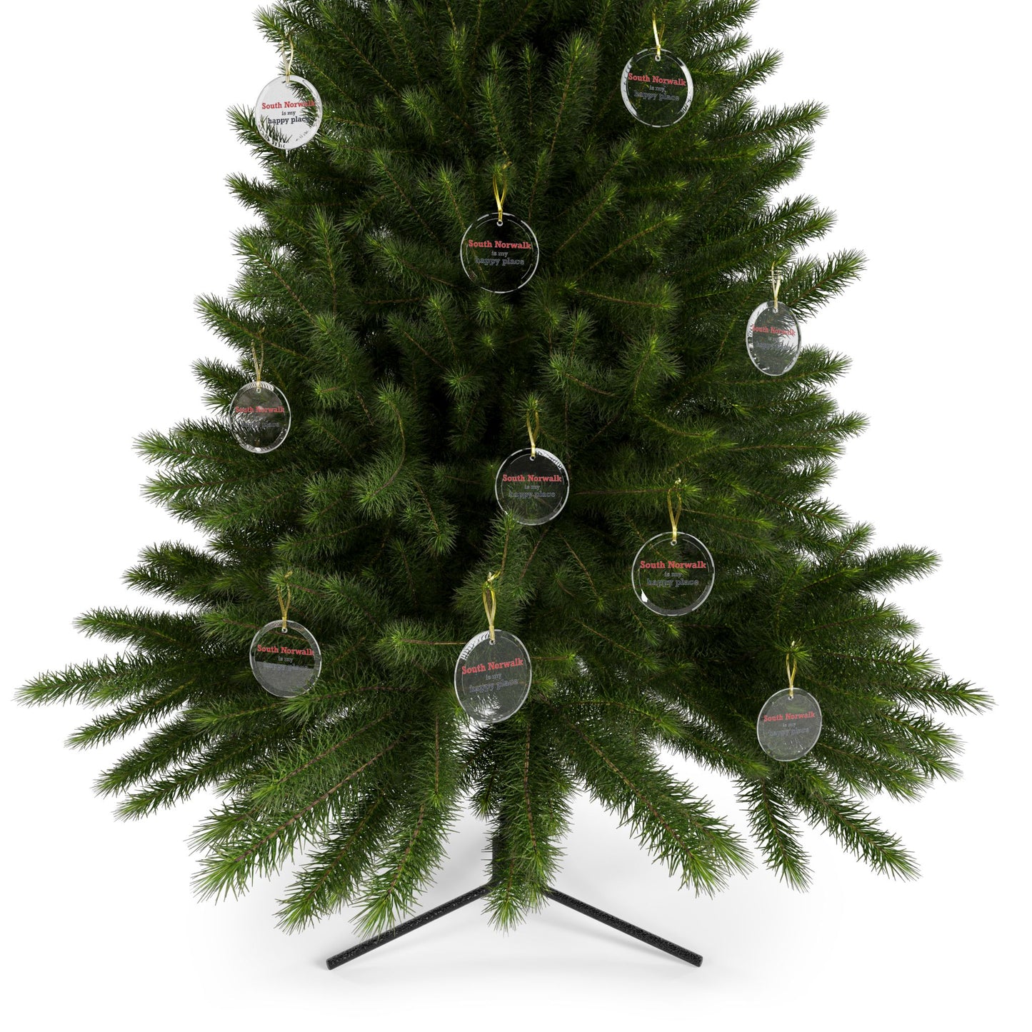 South Norwalk is My Happy Place Glass Ornaments