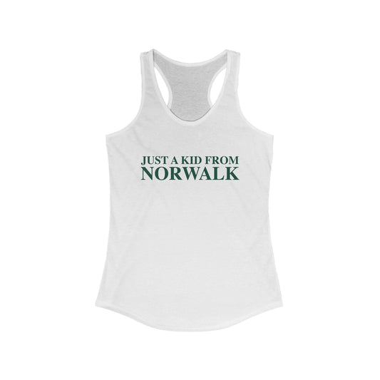 Just a kid from Norwalk Women's Ideal Racerback Tank Top
