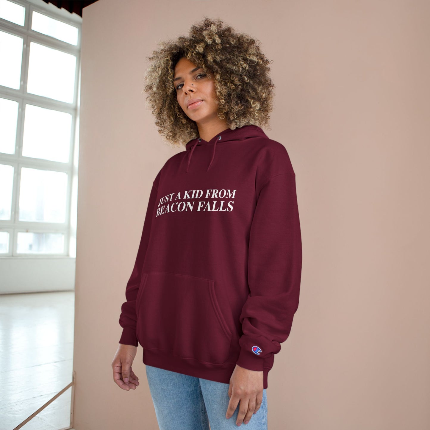 Just a kid from Beacon Falls Champion Hoodie