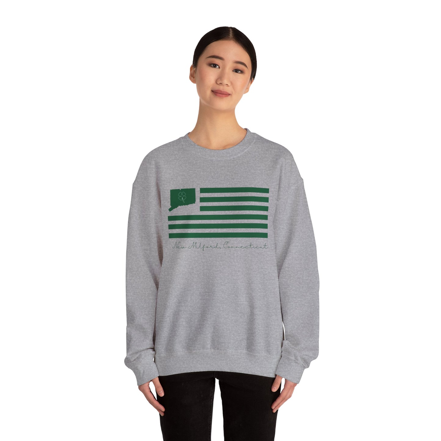 New Milford Connecticut St Patrick’s Day Flag Unisex Heavy Blend™ Crewneck Sweatshirt