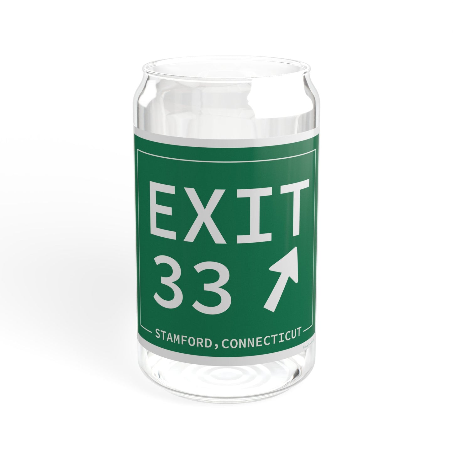 Vintage Exit 33 Merritt Parkway Sign Sipper Glass, 16oz