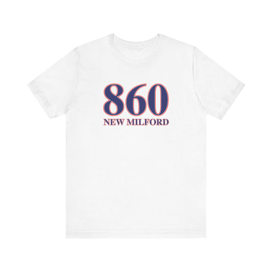 860 New Milford Red White & Blue Unisex Jersey Short Sleeve T-Shirt