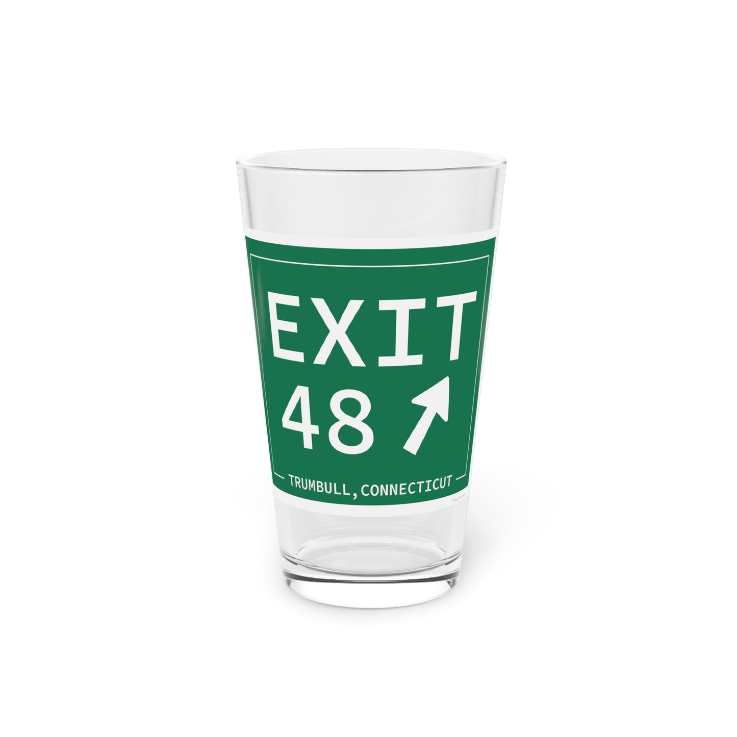 Vintage Exit 48 Merritt Parkway Sign Pint Glass, 16oz