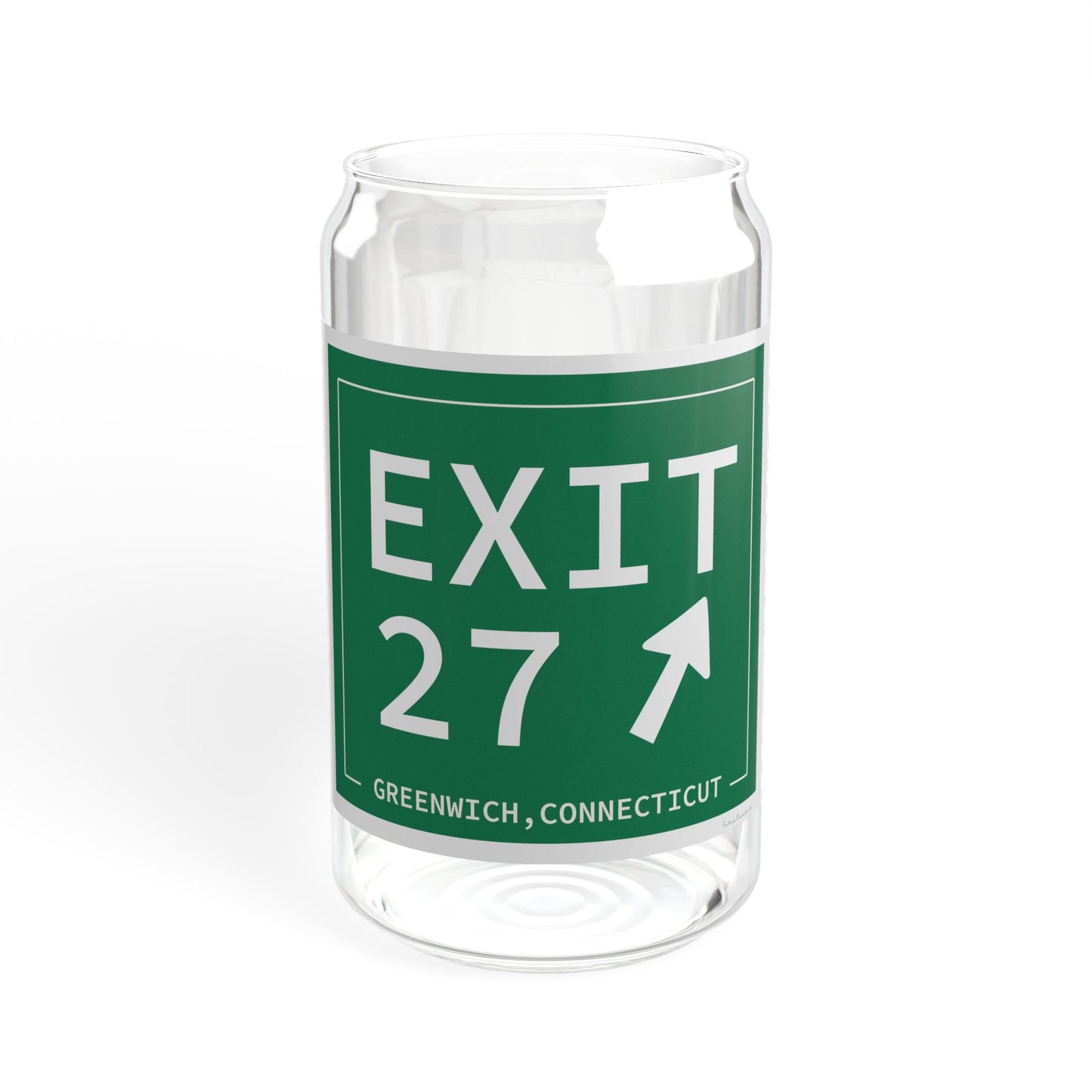 Vintage Exit 27 Merritt Parkway Sign Sipper Glass, 16oz