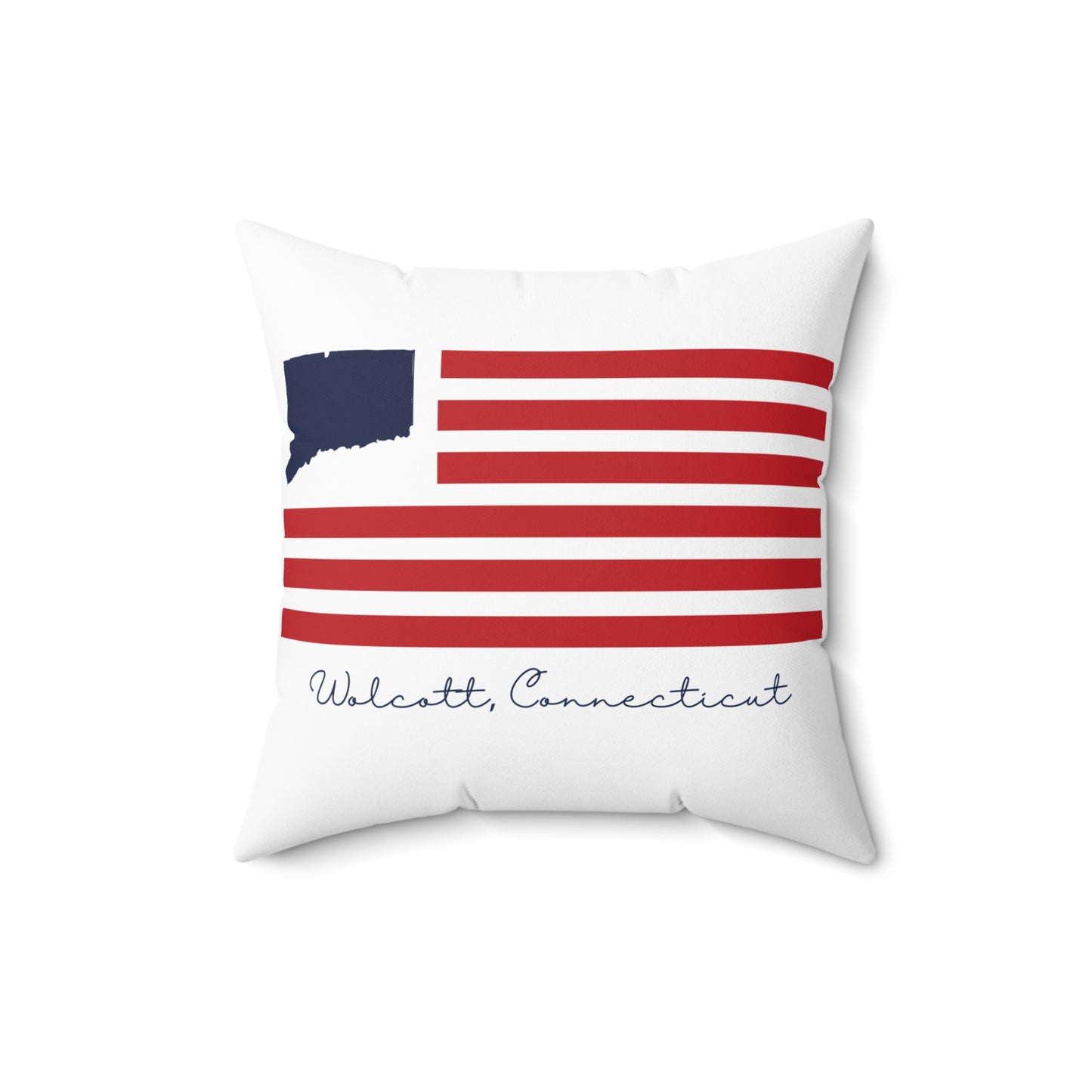Wolcott Connecticut Flag Spun Polyester Square Pillow