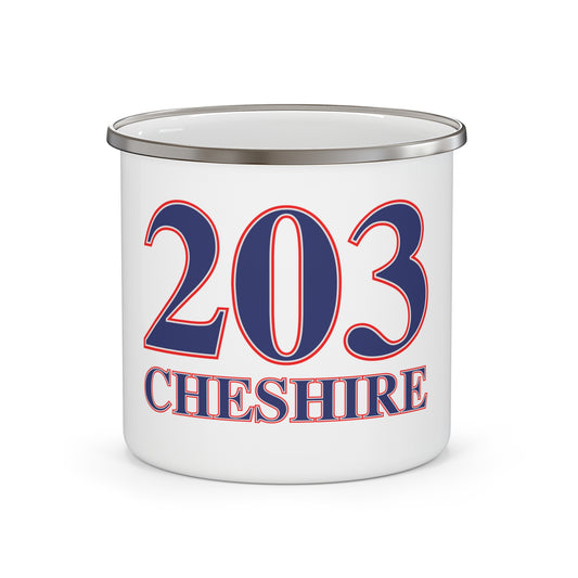 203 Cheshire Red White & Blue Enamel Camping Mug