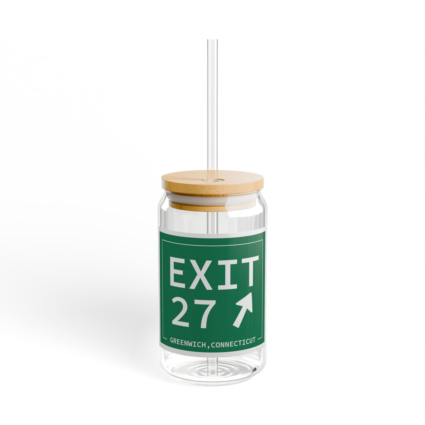 Vintage Exit 27 Merritt Parkway Sign Sipper Glass, 16oz