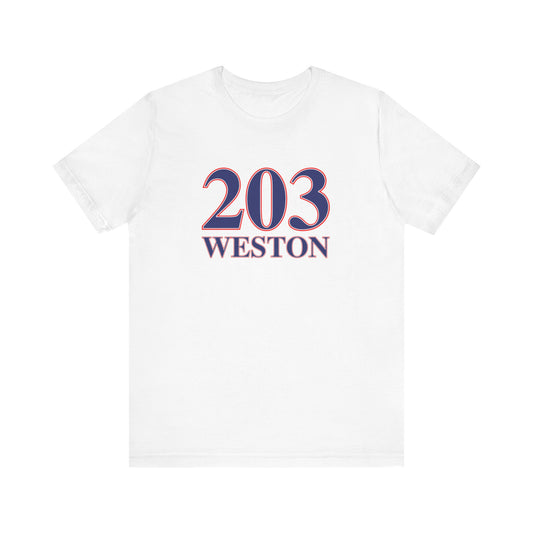 203 Weston Red White & Blue Unisex Jersey Short Sleeve T-Shirt