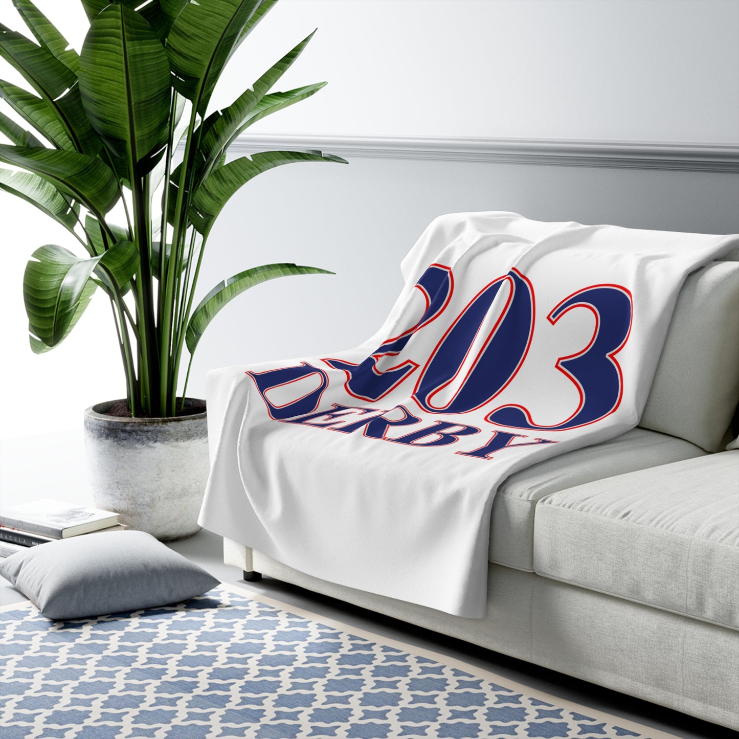 203 Derby Red White & Blue Sherpa Fleece Blanket