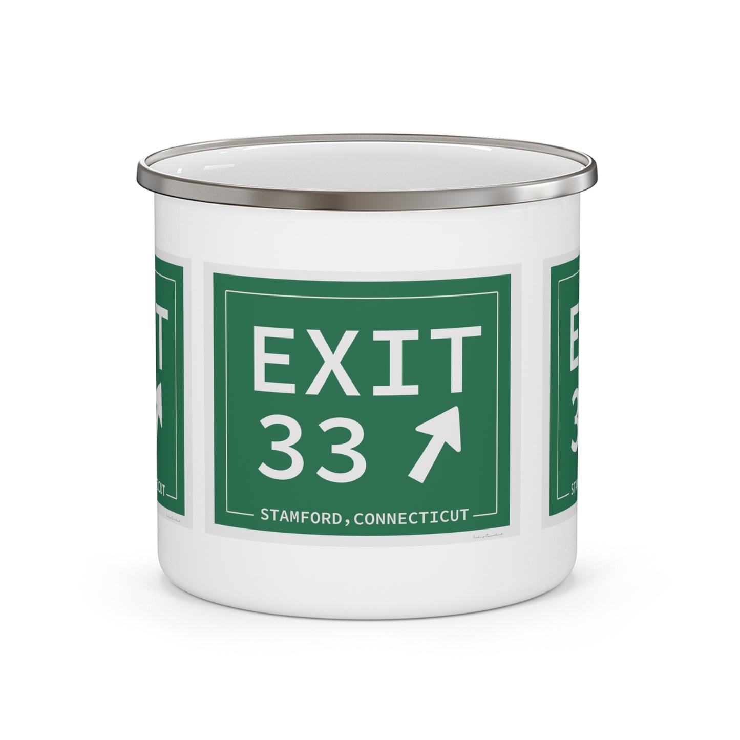 Vintage Exit 33 Merritt Parkway Sign Enamel Camping Mug