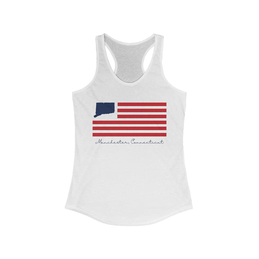 Manchester Connecticut Flag Women's Ideal Racerback Tank Top