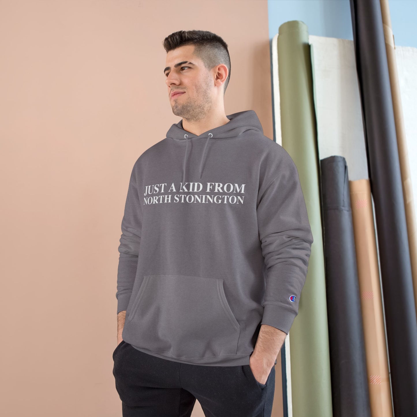 Just a kid from North Stonington Champion Hoodie