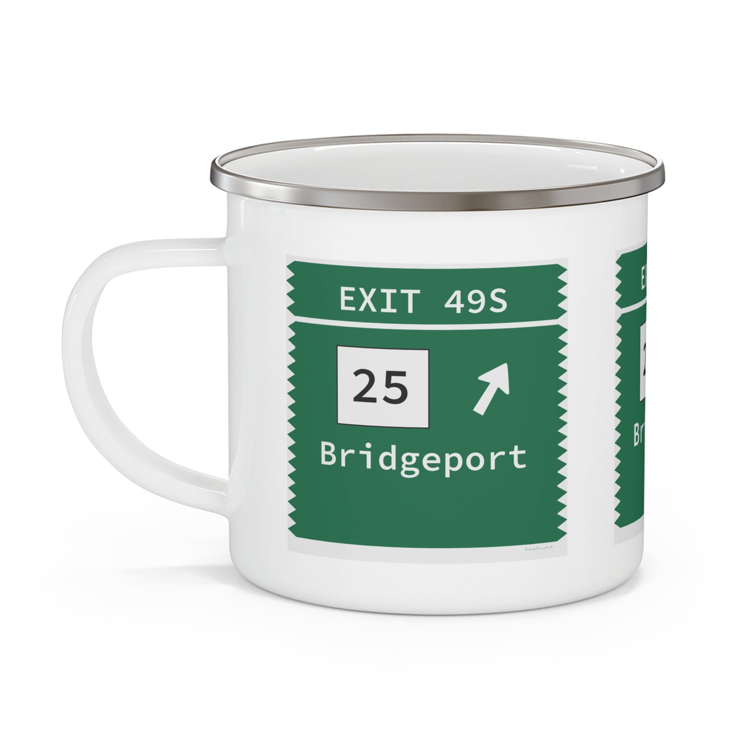 Vintage Merritt Parkway Exit 49S Sign Enamel Camping Mug