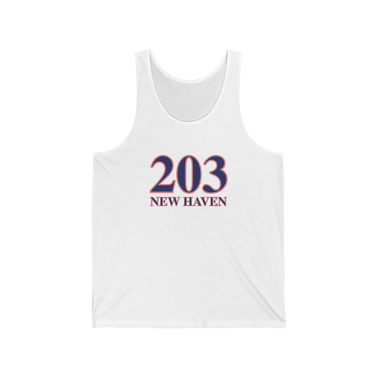 203 New Haven Red, White & Blue Unisex Jersey Tank Top