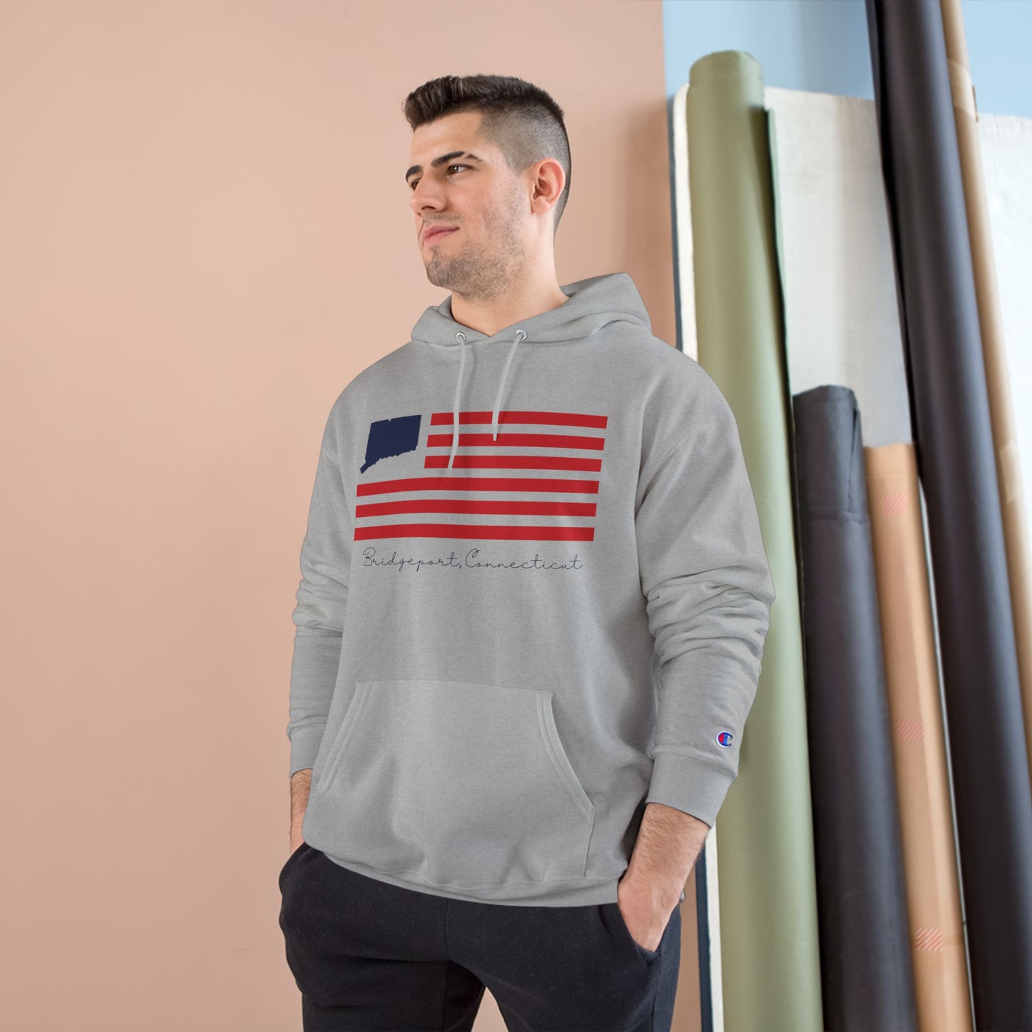 Bridgeport Connecticut Flag Champion Hoodie