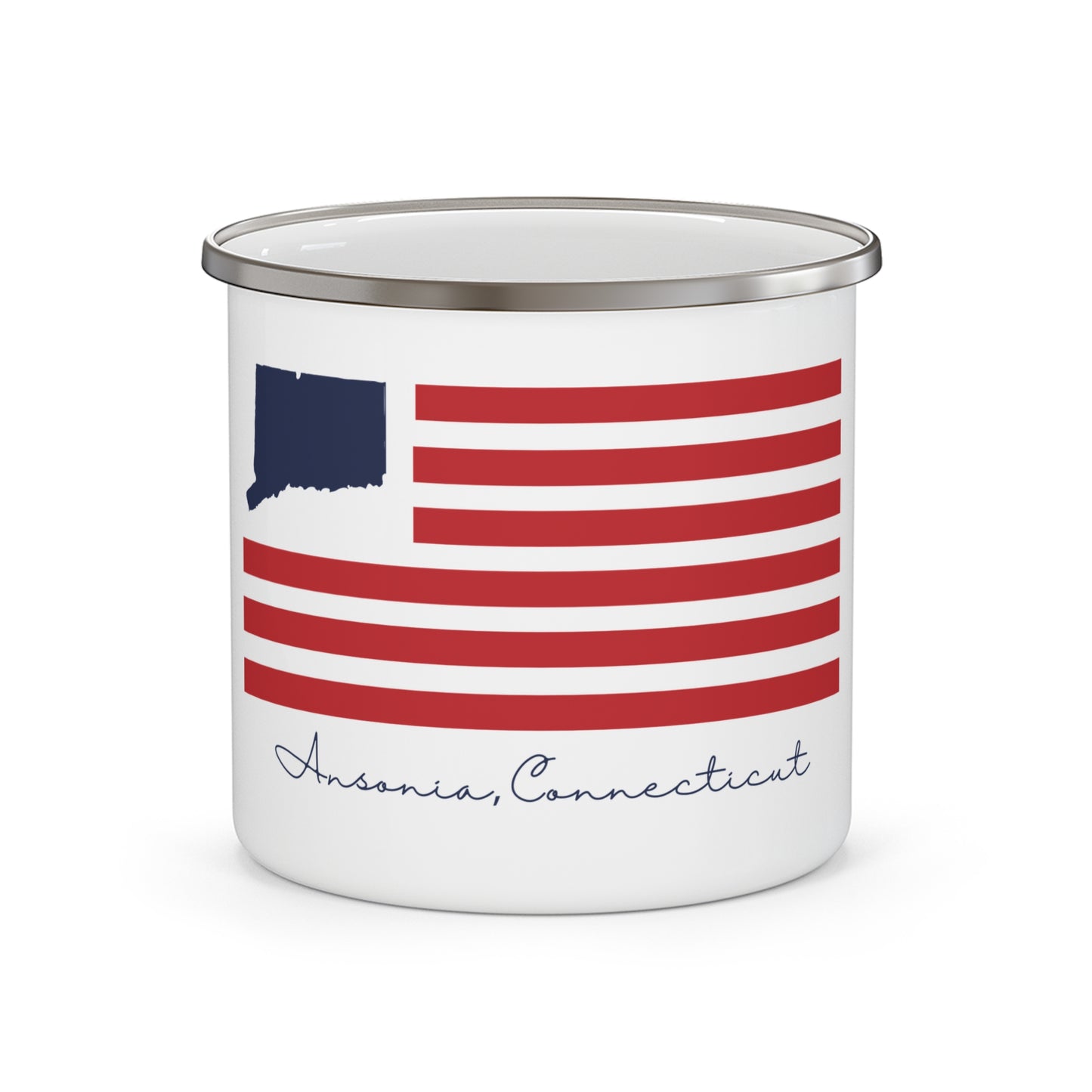 Ansonia Connecticut Flag Enamel Camping Mug