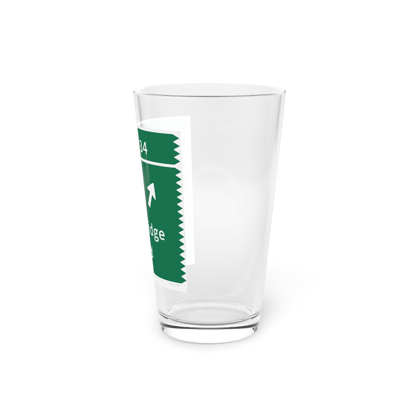Vintage Merritt Parkway Exit 34 Sign Pint Glass, 16oz