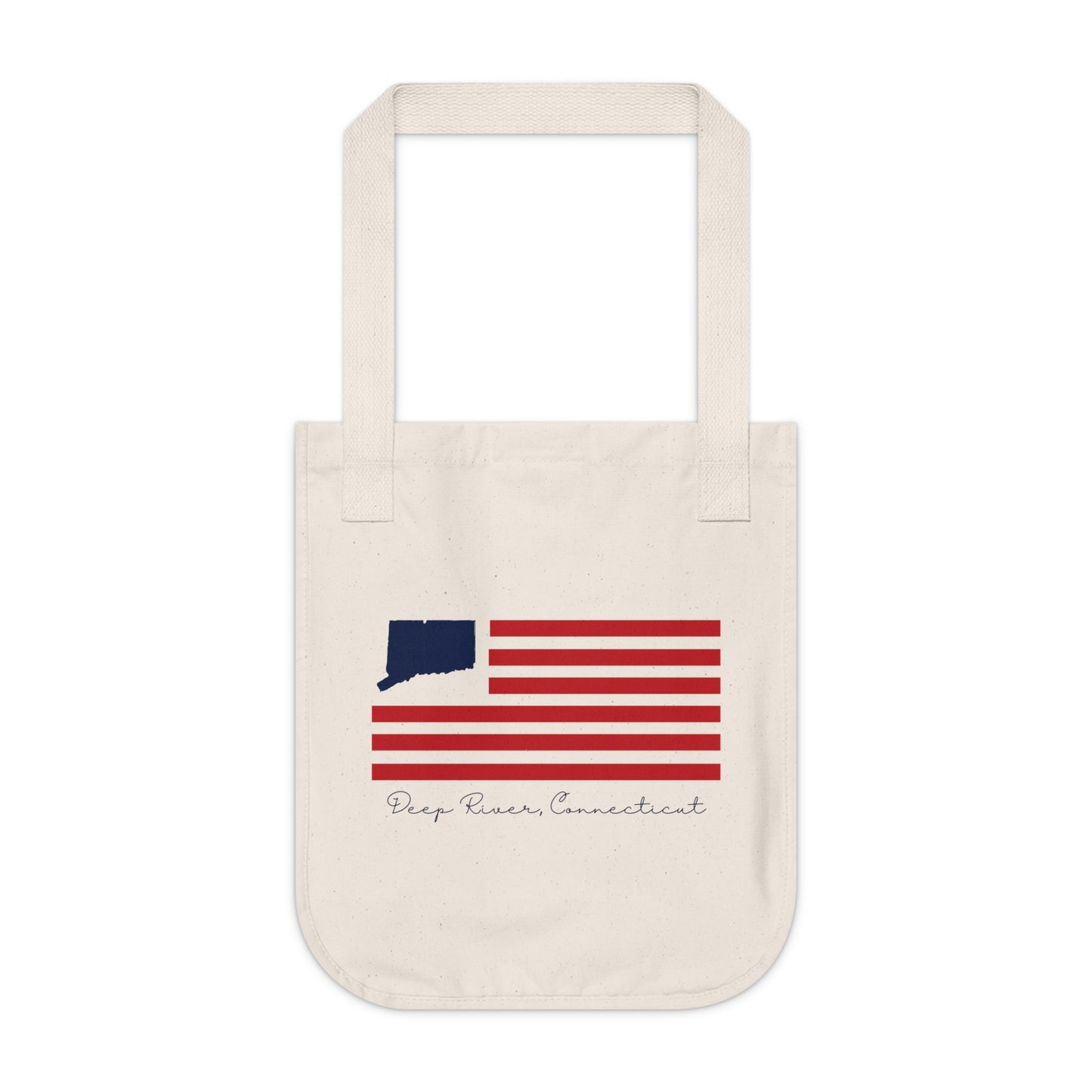 Deep River Connecticut Flag Organic Canvas Tote Bag