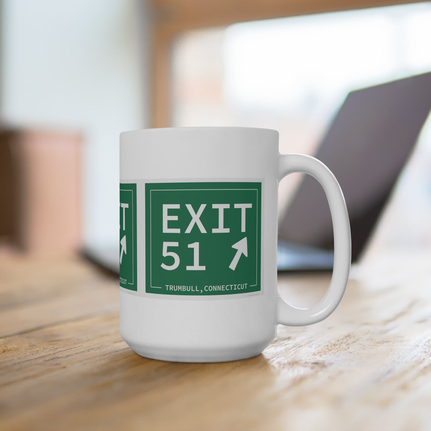 Vintage Exit 51 Merritt Parkway Sign Mug 15oz