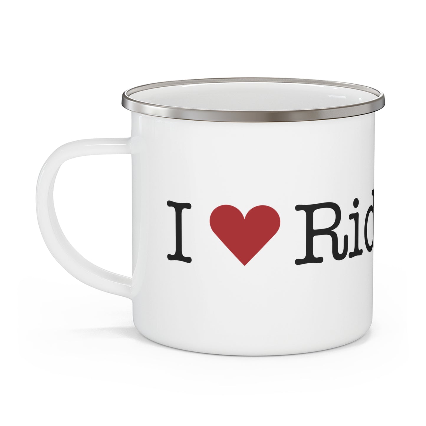 I Heart Ridgefield. Enamel Camping Mug