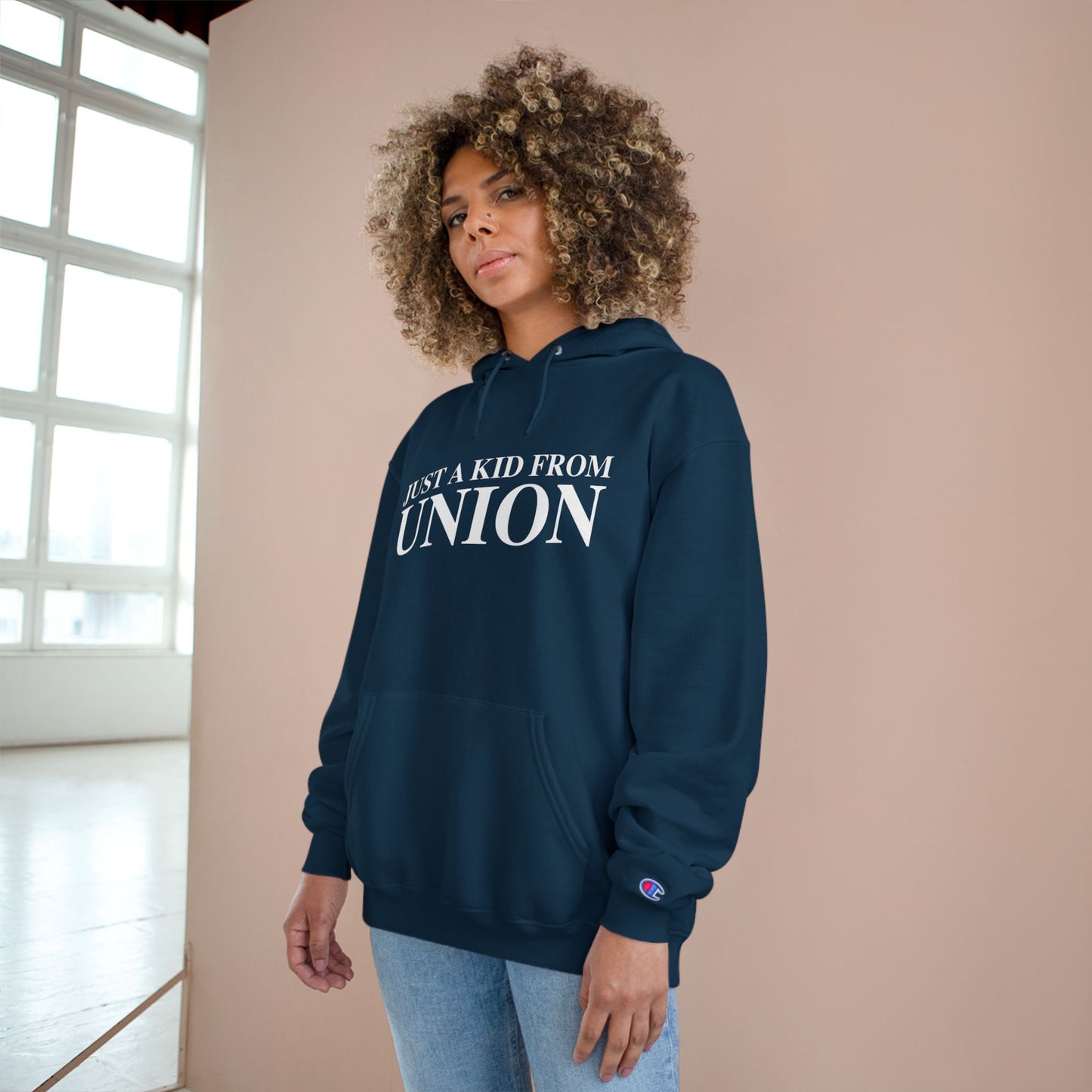 Just a kid from Union Champion Hoodie