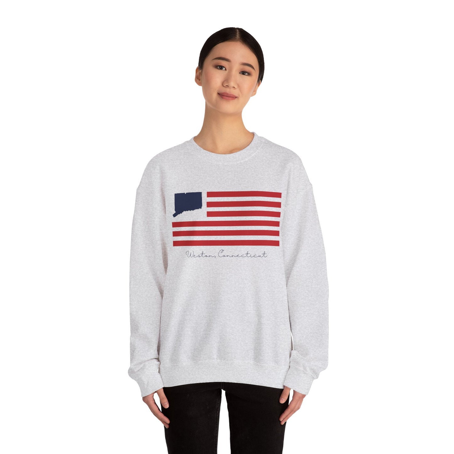 Weston Connecticut Flag Unisex Heavy Blend™ Crewneck Sweatshirt