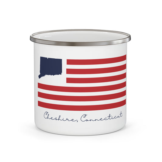 Cheshire Connecticut Flag Enamel Camping Mug