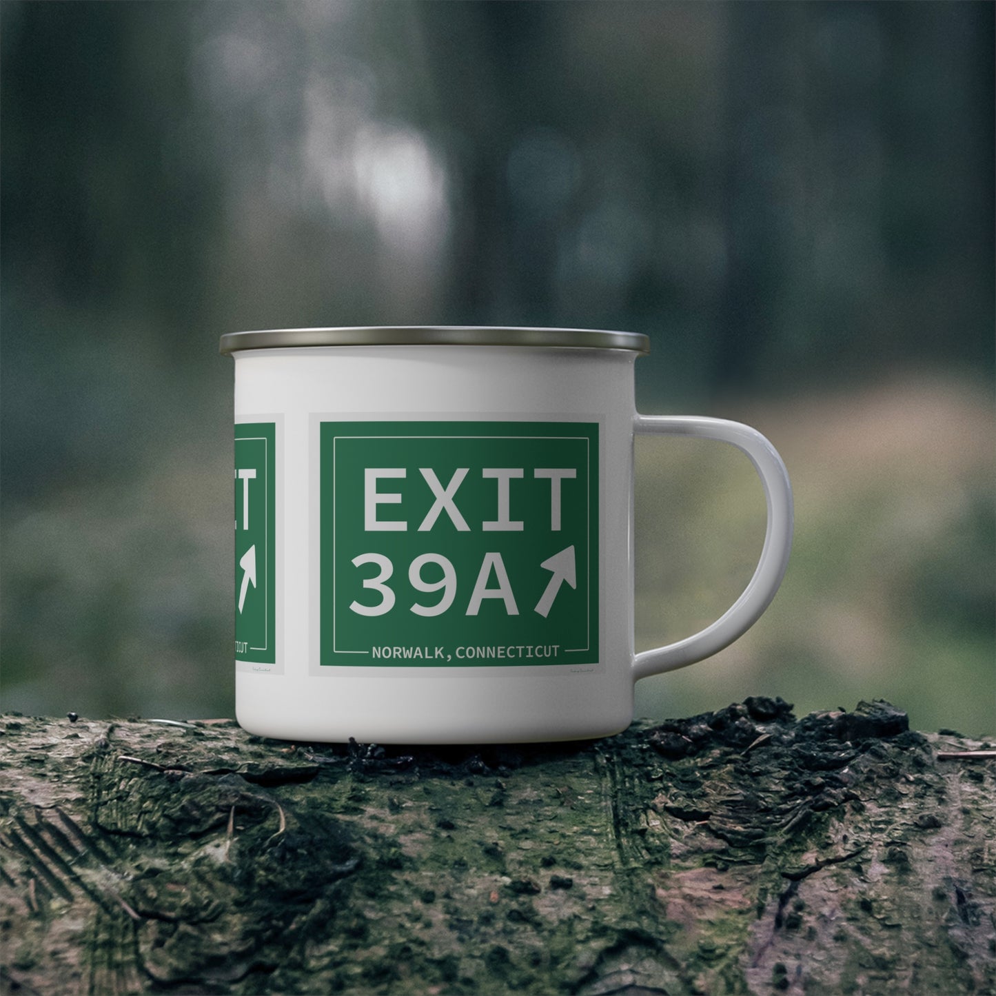 Vintage Exit 39A Merritt Parkway Sign Enamel Camping Mug