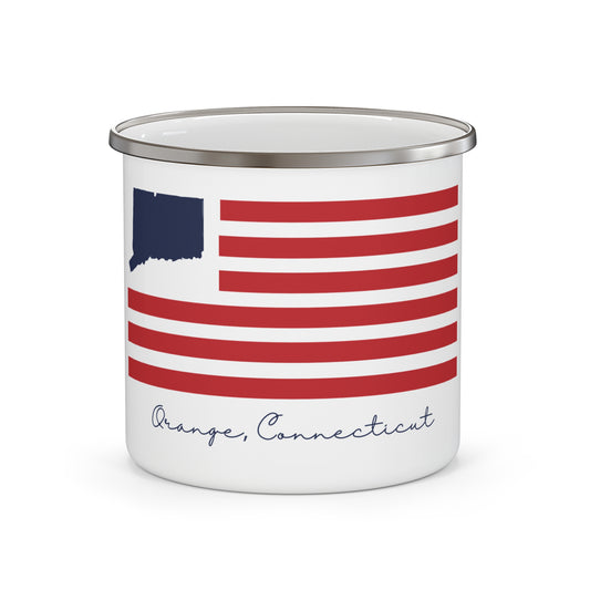 Orange Connecticut Flag Enamel Camping Mug
