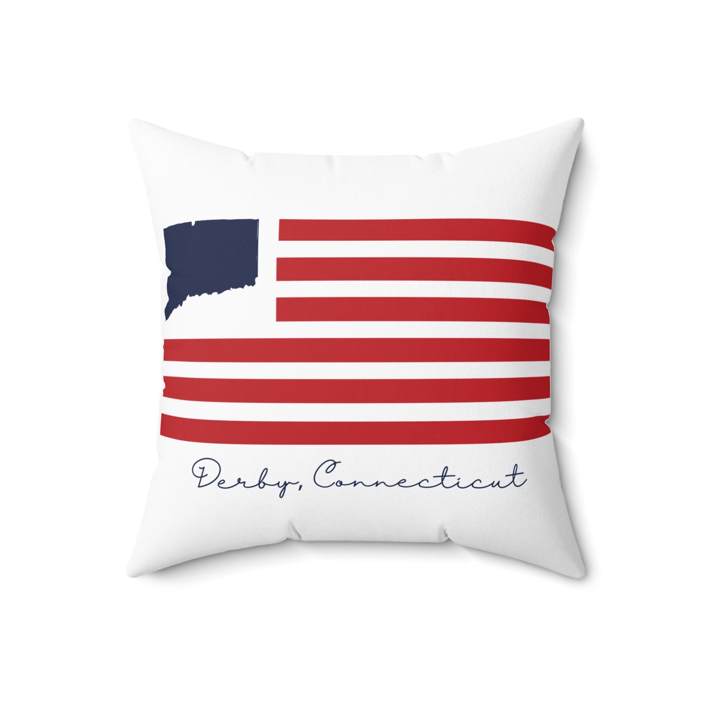 Derby Connecticut Flag Spun Polyester Square Pillow