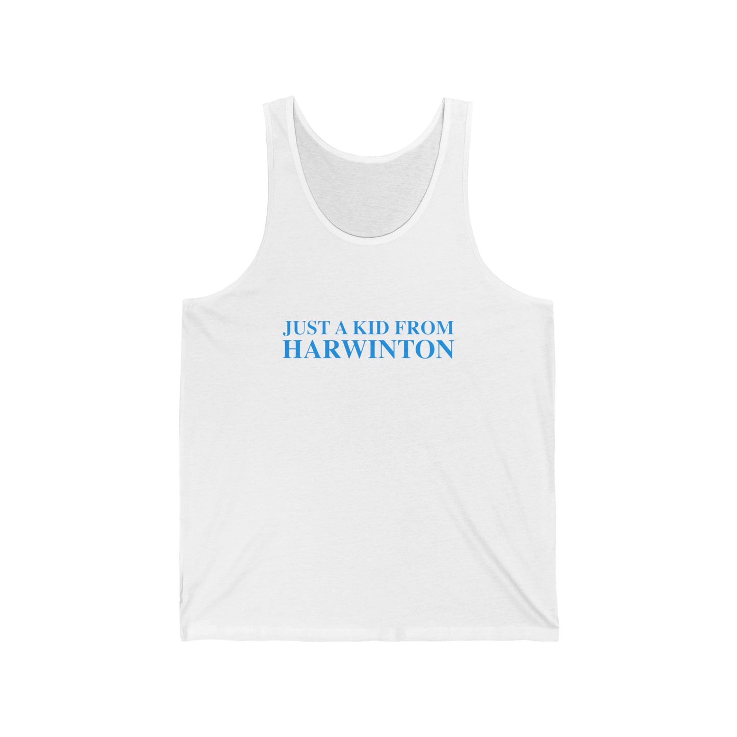 Just a kid from Harwinton Unisex Jersey Tank Top