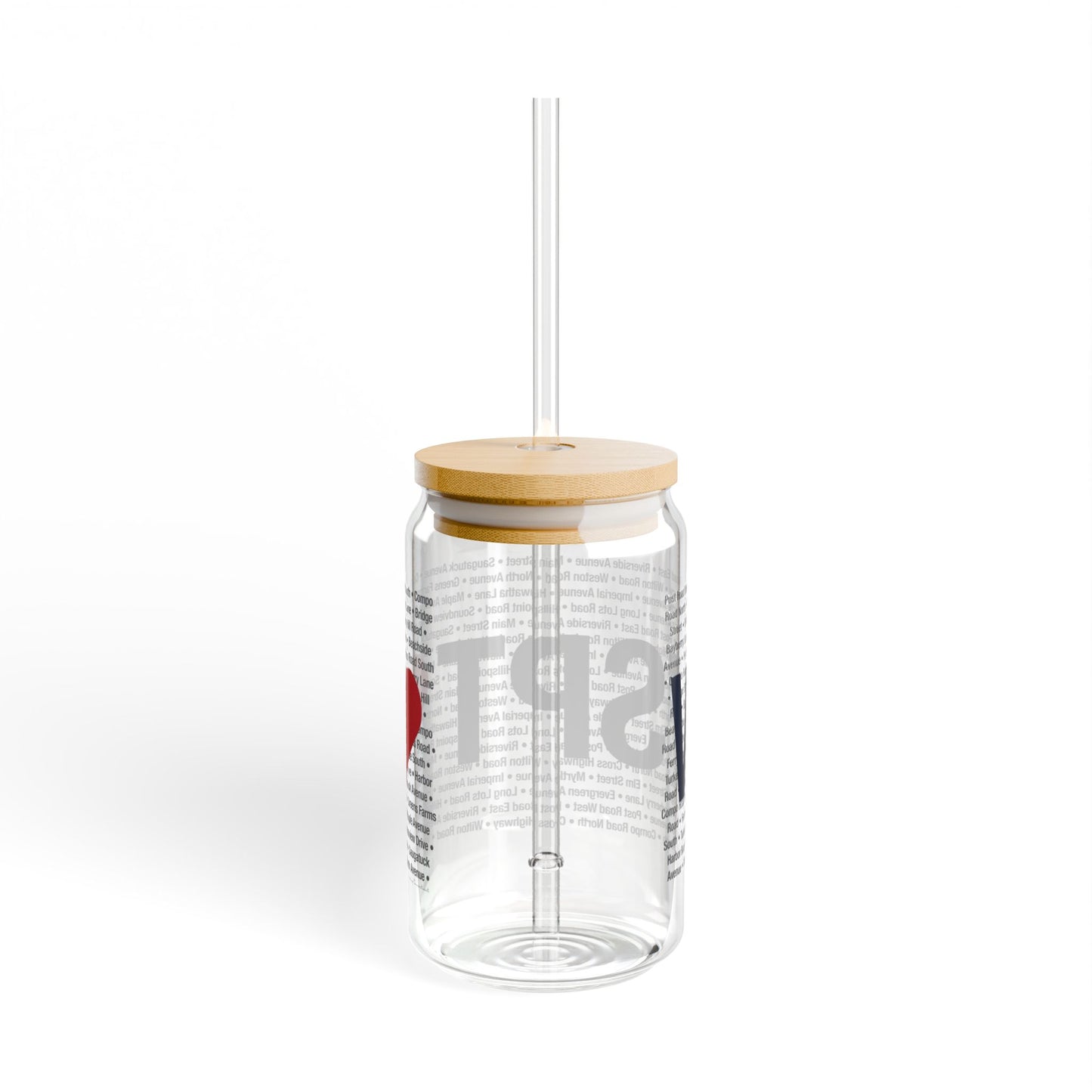 Westport Love Glass Can with Straw and Lid, 16oz
