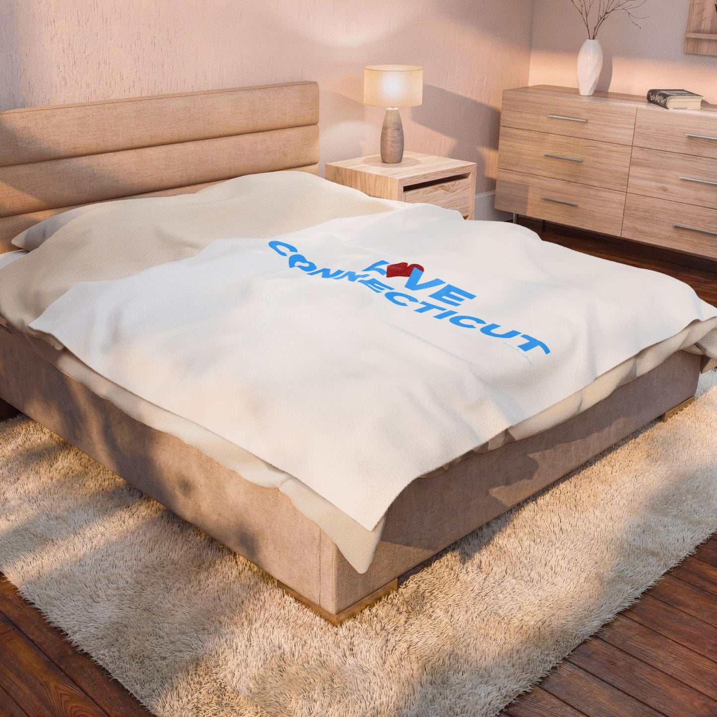 Love Connecticut Velveteen Plush Blanket