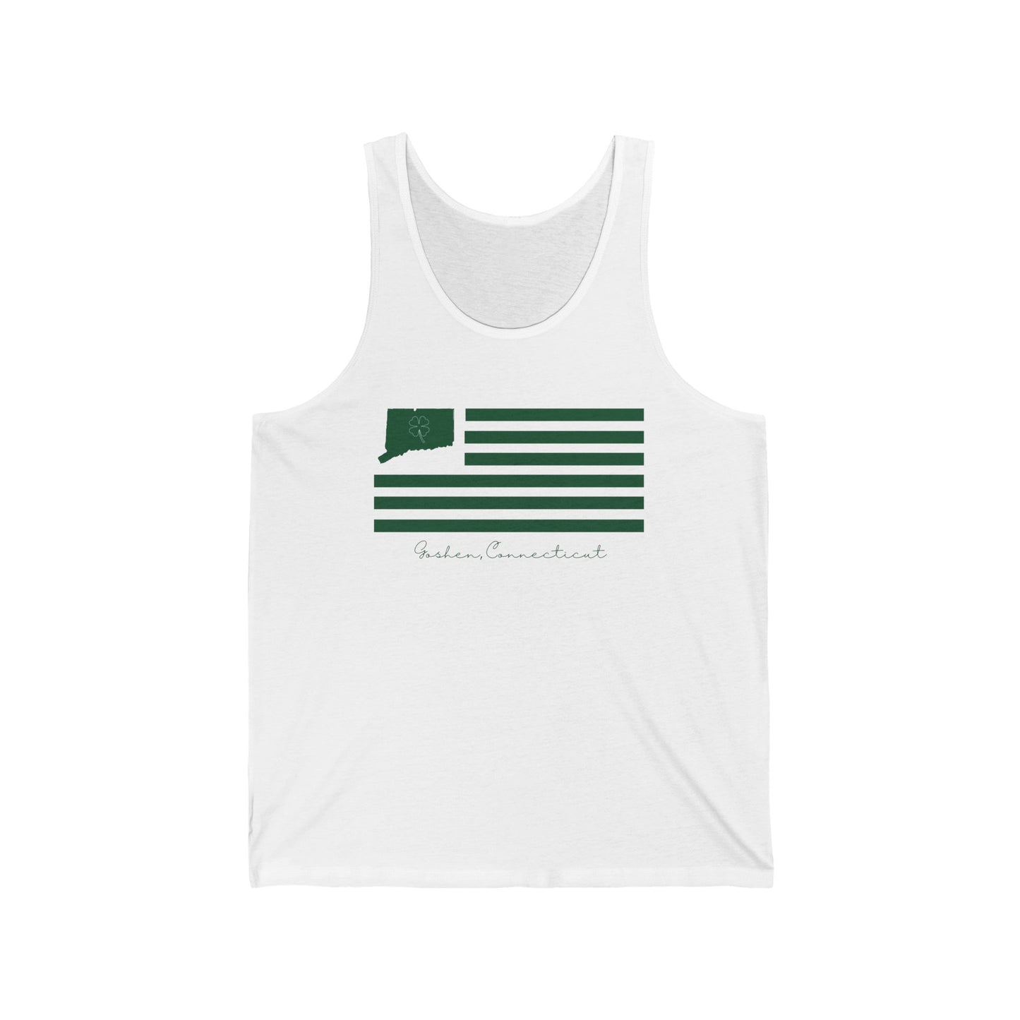 Goshen Connecticut St. Patrick’s Day Flag Unisex Jersey Tank Top