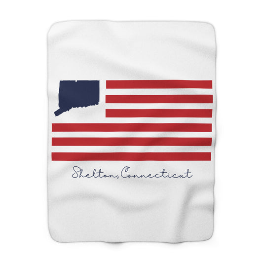 Shelton Connecticut Flag Sherpa Fleece Blanket