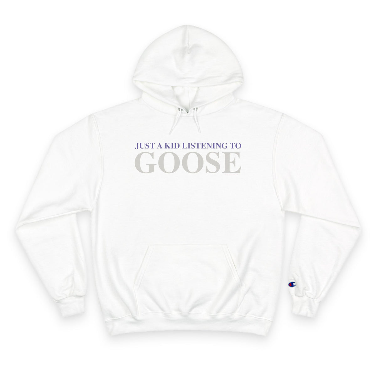 Just a kid listening to Goose - Gray & Purple Champion Hoodie