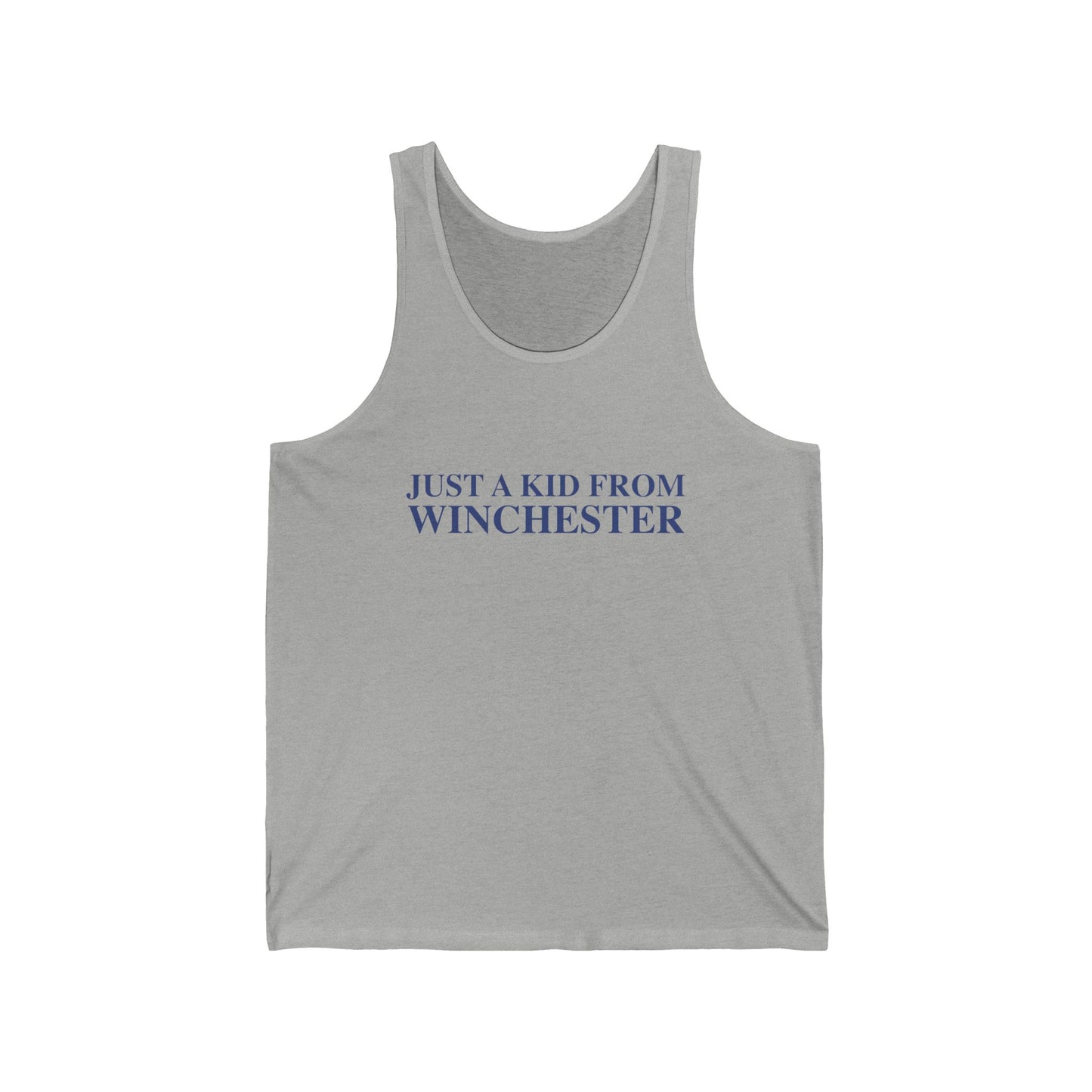 Just a kid from Winchester Unisex Jersey Tank Top