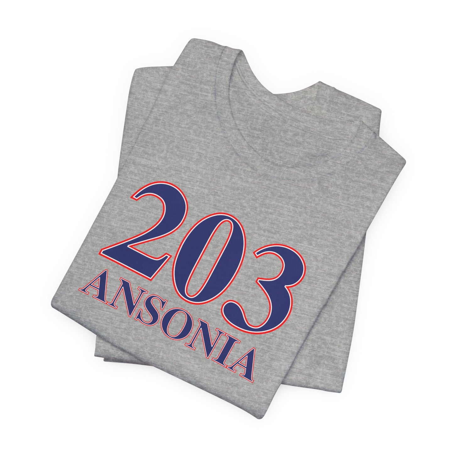 203 Ansonia Red White & Blue Unisex Jersey Short Sleeve T-Shirt