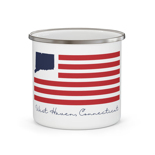 West Haven Connecticut Flag Enamel Camping Mug