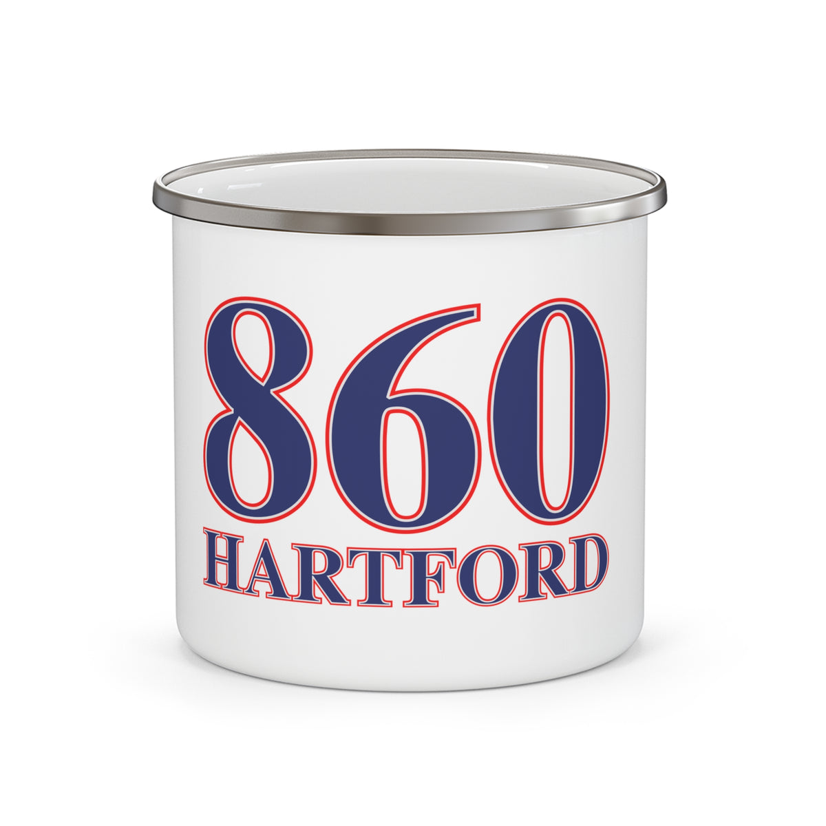 860 Hartford Red, White & Blue Enamel Camping Mug