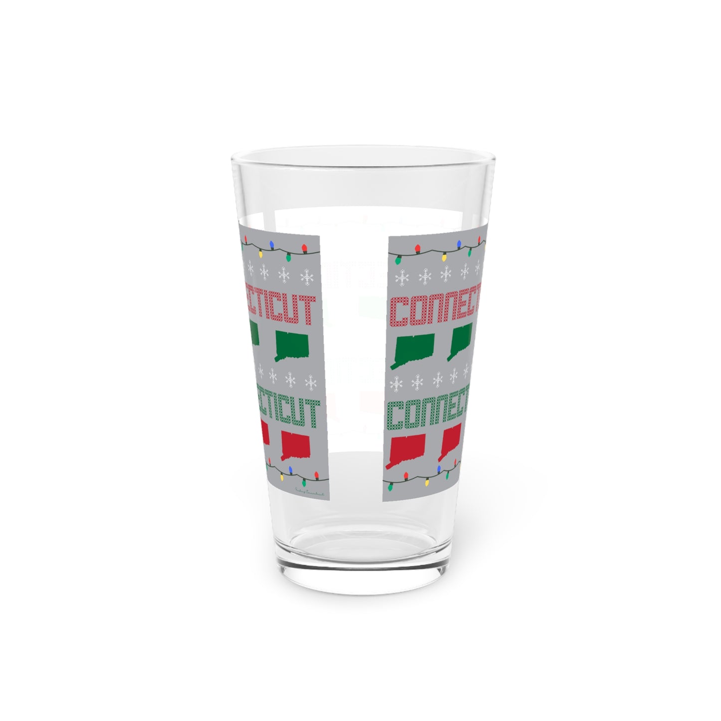Connecticut Ugly Holiday Pint Glass, 16oz