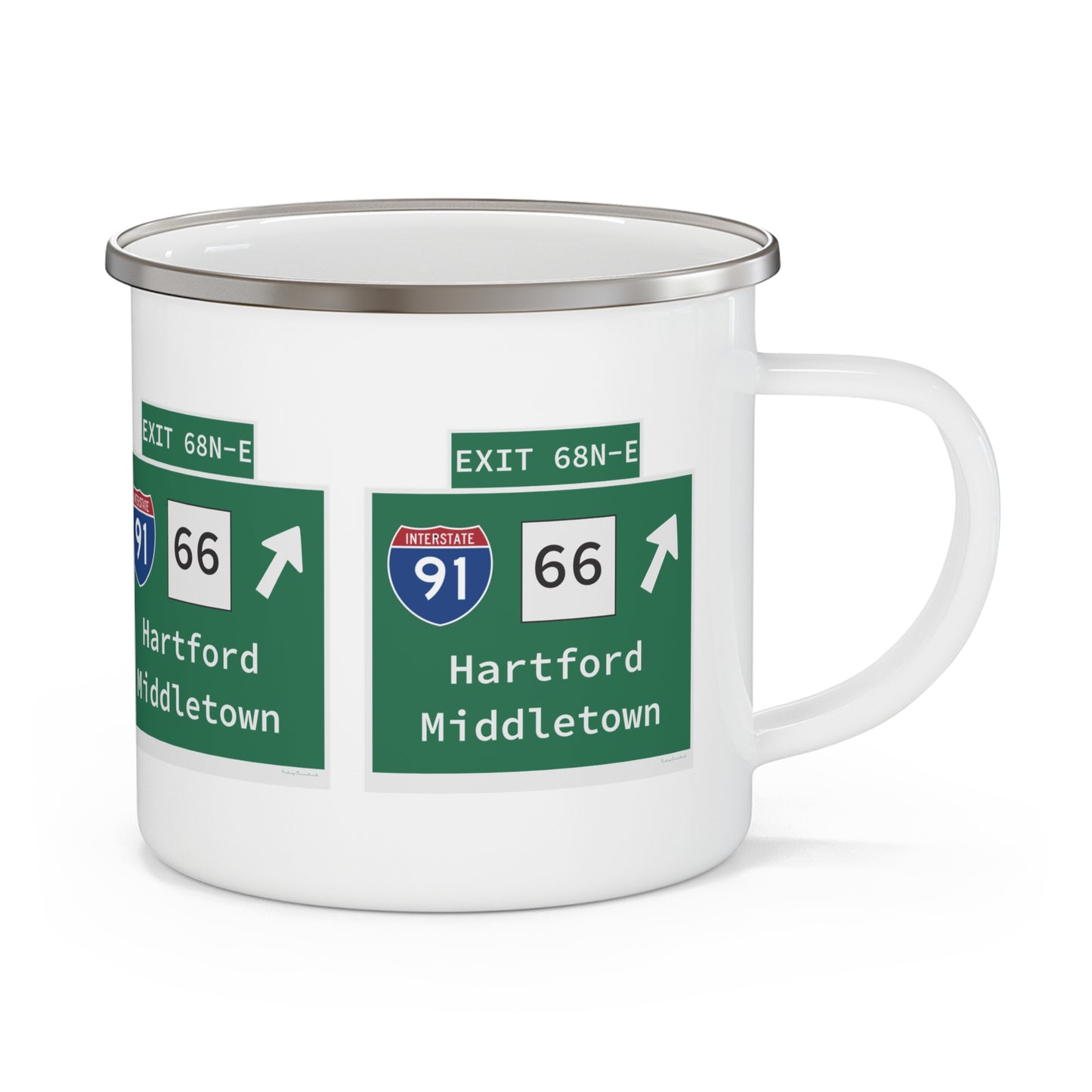 Vintage WCP Exit 68-NE Sign Enamel Camping Mug