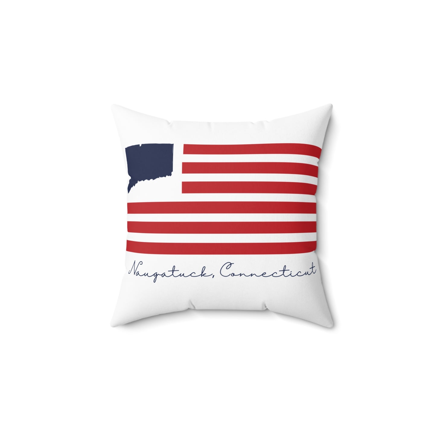 Naugatuck Connecticut Flag Spun Polyester Square Pillow