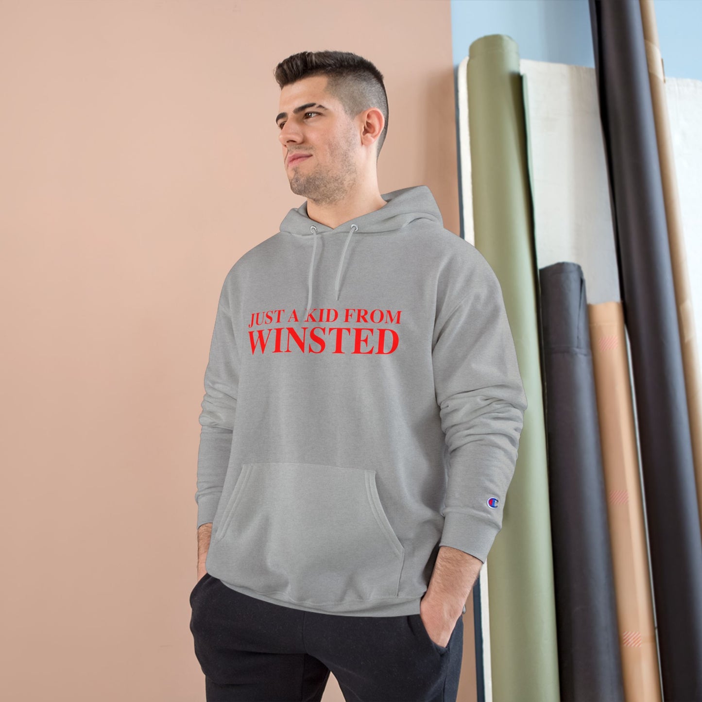 Just a kid from Winsted Champion Hoodie